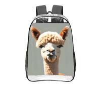 CNTDBU Alpaca avatar Clear Backpack 16 Inch-Transparent PVC Stadium Approved Bag, Custom All-Over Print Front Pocket, Lightweight Travel Daypack Unisex