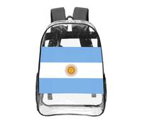 CNTDBU Argentine flag Clear Backpack 16 Inch-Transparent PVC Stadium Approved Bag, Custom All-Over Print Front Pocket, Lightweight Travel Daypack Unisex