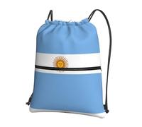 CNTDBU Argentine flag Drawstring Backpack with Zip-Waterproof Lightweight Daypack for Gym Sports, Adjustable Cinch Bag for Travel Hiking
