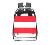 CNTDBU Austrian flag Clear Backpack 16 Inch-Transparent PVC Stadium Approved Bag, Custom All-Over Print Front Pocket, Lightweight Travel Daypack Unisex