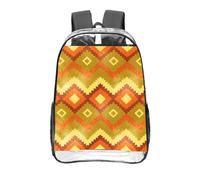 CNTDBU Aztec style Clear Backpack 16 Inch-Transparent PVC Stadium Approved Bag, Custom All-Over Print Front Pocket, Lightweight Travel Daypack Unisex