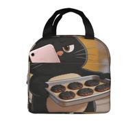 CNTDBU Baking Cat Insulated Lunch Bag-Thermal Cooler Tote with Foil Lining, Waterproof Lunch Box for Work