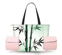 CNTDBU Bamboo Stalk Leaf Women's Yoga Bag-Large Gym Tote with Yoga Mat Holder, Lightweight Shoulder Bag for Workout Travel Beach