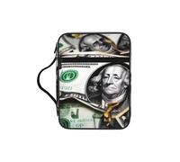 CNTDBU Banknote Patterns Bible Study Tote Bag With Handles -Water-Resistant Organiser For Church Travel, Pen Holder Tablet Pocket Journal Cover Case