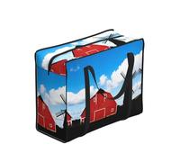 CNTDBU Barn Windmill Farm Heavy Duty Shopping Tote Bag-Waterproof Reusable Grocery Bag With Zip, Foldable Storage Bag For Travel Picnic