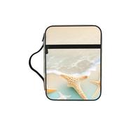 CNTDBU Beach Starfish Bible Study Tote Bag With Handles -Water-Resistant Organiser For Church Travel, Pen Holder Tablet Pocket Journal Cover Case