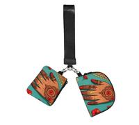 CNTDBU Beautiful Henna Print Wristlet Keychain Wallet For Women-Small Wrist Bag For Keys Cards, 2 Pack Zip Pouch For Running Gym Travel, Outdoor Sports