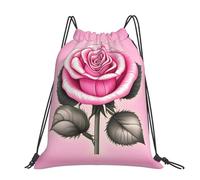 CNTDBU Beautiful Pink Roses Large Cinch Sack Bag-Waterproof Lightweight Rucksack For Gym Sports, Casual Drawstring Backpack For Travel Hiking