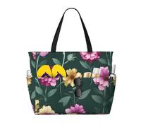 CNTDBU Beautiful purple flowers Large Capacity Beach Travel Bag-Waterproof Weekender Duffle with 7 Pockets, Oversized Tote for Gym Camping, Lightweight Foldable