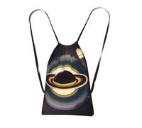 CNTDBU Beautiful Saturn Foldable Drawstring Rucksack-Lightweight Packable Reusable Shopping Bag for Travel, Compact Pocket Sling Backpack for Camping Gym
