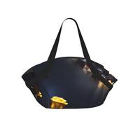 CNTDBU Beautiful yellow roses 2-in-1 Picnic Blanket Bag-Foldable Waterproof Round Mat for Beach Park, Portable Camping Tote with Storage Pockets for Outdoor Adventures