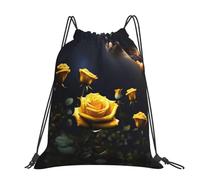 CNTDBU Beautiful Yellow Roses Large Cinch Sack Bag-Waterproof Lightweight Rucksack For Gym Sports, Casual Drawstring Backpack For Travel Hiking