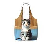 CNTDBU Bedroom kitten Packaway Shopping Tote-Lightweight Reusable Foldable Bag for Groceries, 25L Travel Rucksack with Drawstring for Work Gym