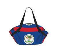CNTDBU Belize Flag 2-in-1 Picnic Blanket Bag-Foldable Waterproof Round Mat for Beach Park, Portable Camping Tote with Storage Pockets for Outdoor Adventures