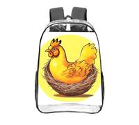CNTDBU Bird's Nest Golden Chicken Clear Backpack 16 Inch-Transparent PVC Stadium Approved Bag, Custom All-Over Print Front Pocket, Lightweight Travel Daypack Unisex