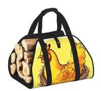 CNTDBU Bird's Nest Golden Chicken Firewood Carrier Bag-Heavy Duty Canvas Log Tote, Waterproof Wood Hauler with Padded Handles
