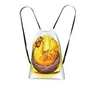 CNTDBU Bird's Nest Golden Chicken Foldable Drawstring Rucksack-Lightweight Packable Reusable Shopping Bag for Travel, Compact Pocket Sling Backpack for Camping Gym
