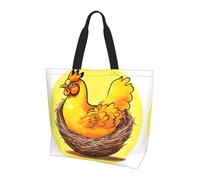 CNTDBU Bird's Nest Golden Chicken Large Shoulder Tote Bag for Women-Lightweight Waterproof Shopping Bag, Reusable Grocery Tote with Inner Pocket for Work Travel