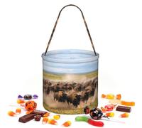 CNTDBU Bison Herd Halloween Storage Bag-Round Handbag for Party | Twill fabric Lightweight Reusable Holds favors essentials For party use