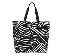 CNTDBU Black and white lines Large Capacity Shoulder Tote Bag for Women â€“ Water-Resistant Polyester Shopper for Shopping Work Daily Use