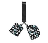 CNTDBU Black And White Panda Face Wristlet Keychain Wallet For Women-Small Wrist Bag For Keys Cards, 2 Pack Zip Pouch For Running Gym Travel, Outdoor Sports