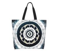 CNTDBU Black and White Round Totem Large Capacity Shoulder Tote Bag for Women â€“ Water-Resistant Polyester Shopper for Shopping Work Daily Use