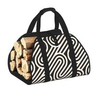 CNTDBU Black Curved Texture Firewood Carrier Bag-Heavy Duty Canvas Log Tote, Waterproof Wood Hauler with Padded Handles