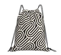CNTDBU Black Curved Texture Large Cinch Sack Bag-Waterproof Lightweight Rucksack For Gym Sports, Casual Drawstring Backpack For Travel Hiking