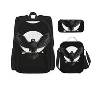 CNTDBU Black Eagle Wings Backpack Lunch Bag Pouch Set-3 in 1 Travel Bag for Commuters, Insulated Lunch Tote for Work with Laptop Sleeve