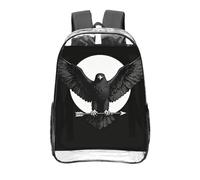 CNTDBU Black Eagle Wings Clear Backpack 16 Inch Heavy Duty-Stadium Approved Transparent PVC Bookbag, Reinforced Bottom Travel Daypack Unisex