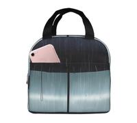 CNTDBU Black Umbrella in the rain Insulated Lunch Bag-Thermal Cooler Tote with Foil Lining, Waterproof Lunch Box for Work