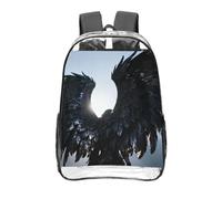 CNTDBU Black Wing Spread Clear Backpack 16 Inch Heavy Duty-Stadium Approved Transparent PVC Bookbag, Reinforced Bottom Travel Daypack Unisex