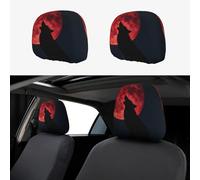 CNTDBU Blood Moon Wolf Car Headrest Cover 2 Pack-Stretchable Soft Seat Cushion Protector for Cars, Universal Fit Headrest Covers for Truck SUV