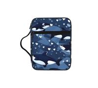 CNTDBU Blue Killer Whale Bible Study Tote Bag With Handles -Water-Resistant Organiser For Church Travel, Pen Holder Tablet Pocket Journal Cover Case
