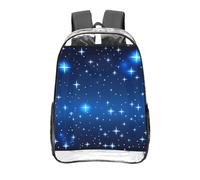 CNTDBU Blue star pattern Clear Backpack 16 Inch-Transparent PVC Stadium Approved Bag, Custom All-Over Print Front Pocket, Lightweight Travel Daypack Unisex