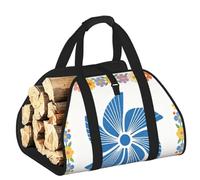 CNTDBU Blue Windmill Art Firewood Carrier Bag-Heavy Duty Canvas Log Tote, Waterproof Wood Hauler with Padded Handles