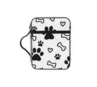 CNTDBU Bones And Dog Paws Bible Study Tote Bag With Handles -Water-Resistant Organiser For Church Travel, Pen Holder Tablet Pocket Journal Cover Case
