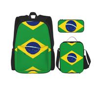 CNTDBU Brazilian flag Backpack Lunch Bag Pouch Set-3 in 1 Travel Bag for Commuters, Insulated Lunch Tote for Work with Laptop Sleeve