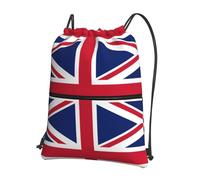 CNTDBU British flag Drawstring Backpack with Zip-Waterproof Lightweight Daypack for Gym Sports, Adjustable Cinch Bag for Travel Hiking