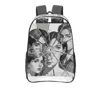 CNTDBU Broken Mirror Face Clear Backpack 16 Inch Heavy Duty-Stadium Approved Transparent PVC Bookbag, Reinforced Bottom Travel Daypack Unisex