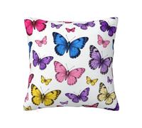 CNTDBU Butterfly Double Sided Plush Cushion Cover-Soft Cozy Square Pillow Case with Hidden Zip, Decorative Throw Pillow Cover for Bed Sofa Car