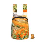 CNTDBU California Poppy Foldable Backpack 16l-Lightweight Packable Daypack For Travel, Waterproof Hiking Rucksack With Zip For Men Women