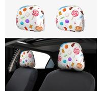 CNTDBU Candy Rain Car Headrest Cover 2 Pack-Stretchable Soft Seat Cushion Protector for Cars, Universal Fit Headrest Covers for Truck SUV