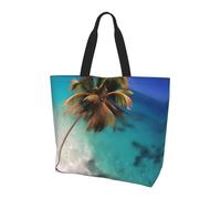 CNTDBU Caribbean Islands Large Shoulder Tote Bag for Women-Lightweight Waterproof Shopping Bag, Reusable Grocery Tote with Inner Pocket for Work Travel