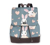 CNTDBU Cartoon cute bunny Women's Leather Backpack-Soft PU Leather Daypack for Travel Work, Lightweight Casual Laptop Bag for Women