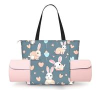CNTDBU Cartoon Cute Bunny Women's Yoga Bag-Large Gym Tote with Yoga Mat Holder, Lightweight Shoulder Bag for Workout Travel Beach