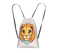 CNTDBU Cartoon cute little lion Foldable Drawstring Rucksack-Lightweight Packable Reusable Shopping Bag for Travel, Compact Pocket Sling Backpack for Camping Gym