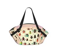 CNTDBU Cartoon small insects 2-in-1 Picnic Blanket Bag-Foldable Waterproof Round Mat for Beach Park, Portable Camping Tote with Storage Pockets for Outdoor Adventures