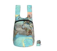 CNTDBU Cartoon World Map Foldable Backpack 16l-Lightweight Packable Daypack For Travel, Waterproof Hiking Rucksack With Zip For Men Women