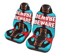 CNTDBU Cat Beware Muscle (1) Car Seat Covers 2 Pack-Universal Fit Front Seat Protector for Cars SUV Truck, Elastic Bottom Breathable Auto Seat Covers